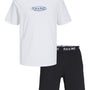 Jack & Jones Jacoliver Shorts Lounge Set - White Tee / Black shorts