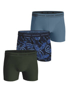 Bjorn Borg Cotton Stretch Boxer Trunks 3 Pack - Olive, Blue Print