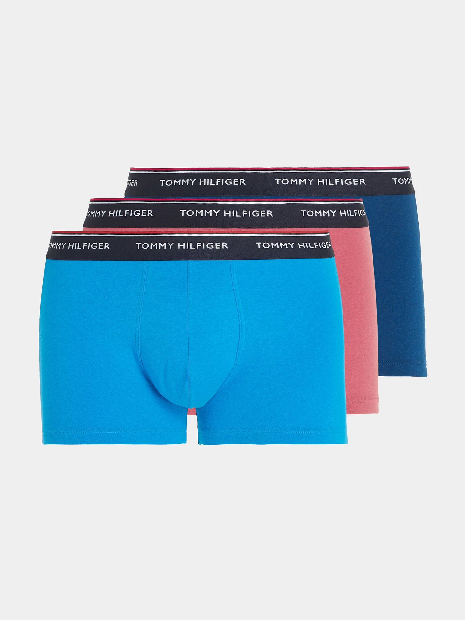 Tommy Hilfiger 3- Pack Repeat Logo Trunks - Indigo/Dockside Red/Aqua