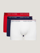 Tommy Hilfiger 3 Pack Premium Essentials Trunks - White/Tango Red/Peacoat