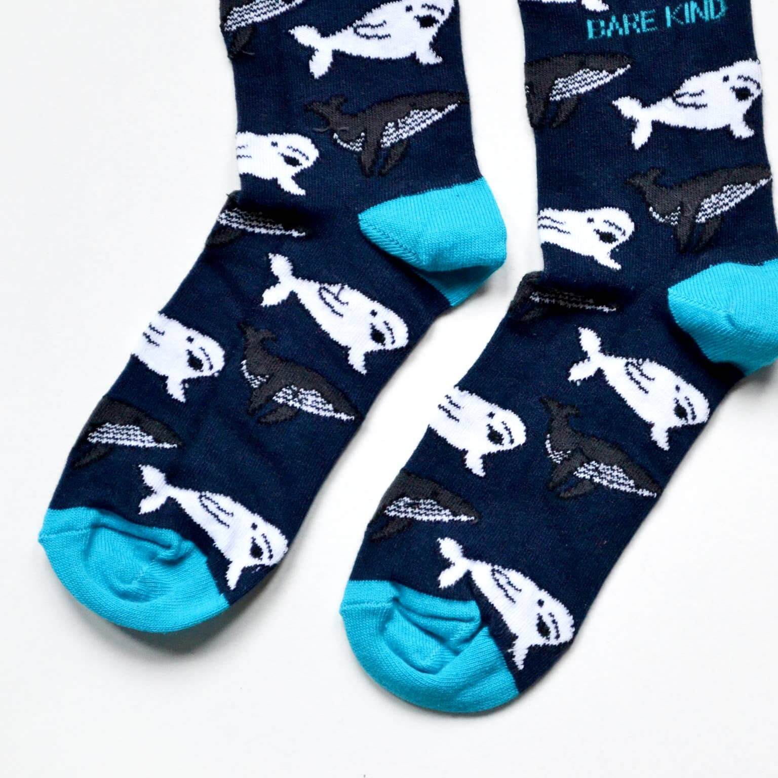 Bare Kind Socks - Save The Whale Bamboo Socks, Dark Navy