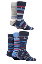 Farah Men's Bamboo Pattern 5 Pack Socks With Embroidered Leg (6-11 )