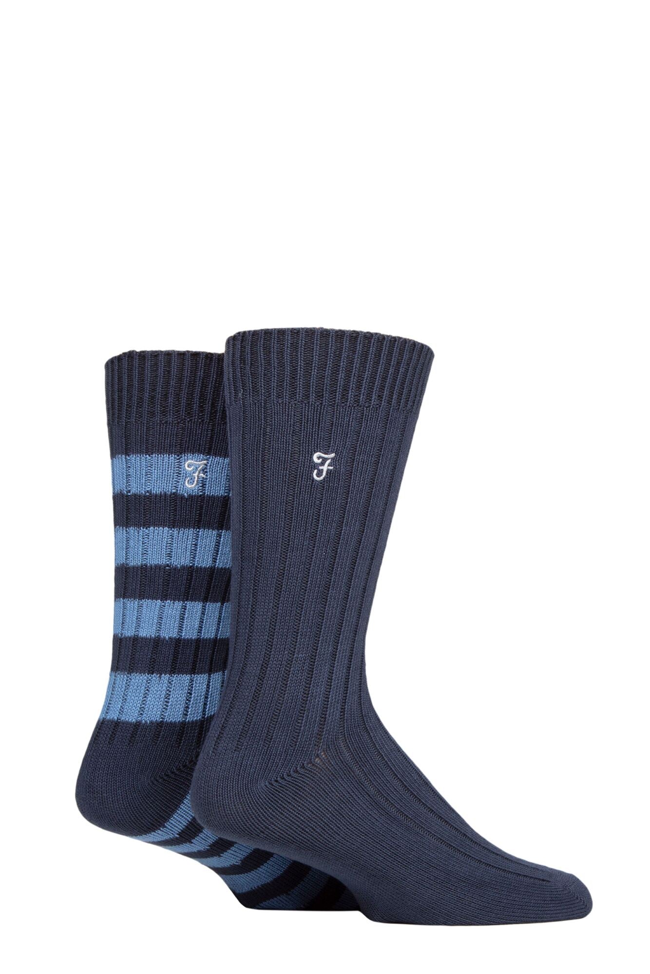 Farah Men's Bamboo BOOT Socks 2 Pack Socks (6-11 ) - Navy/Blue