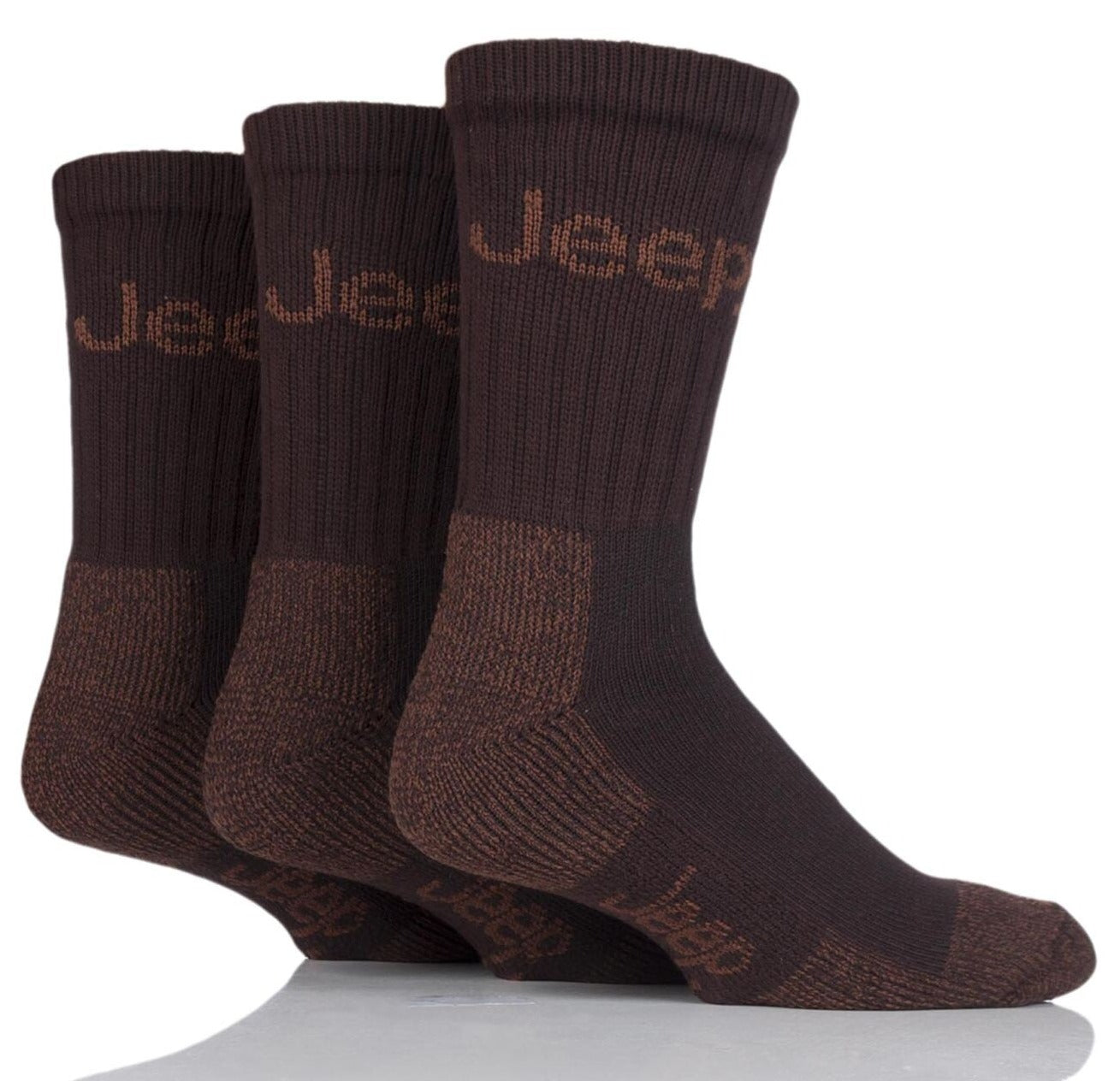 Jeep JM273 Luxury Mens 3 Pack Terrain Socks for Hiking Boots - Brown Earth