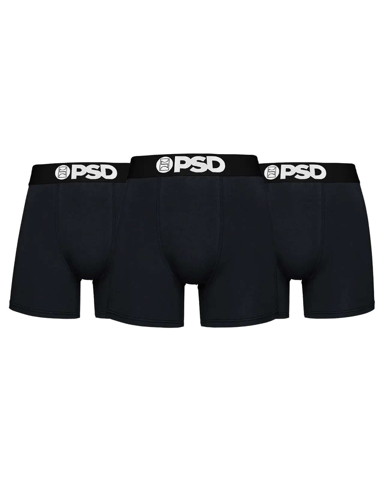 PSD Men's 3 Pack Cotton Stretch Boxer Briefs - Black 5"