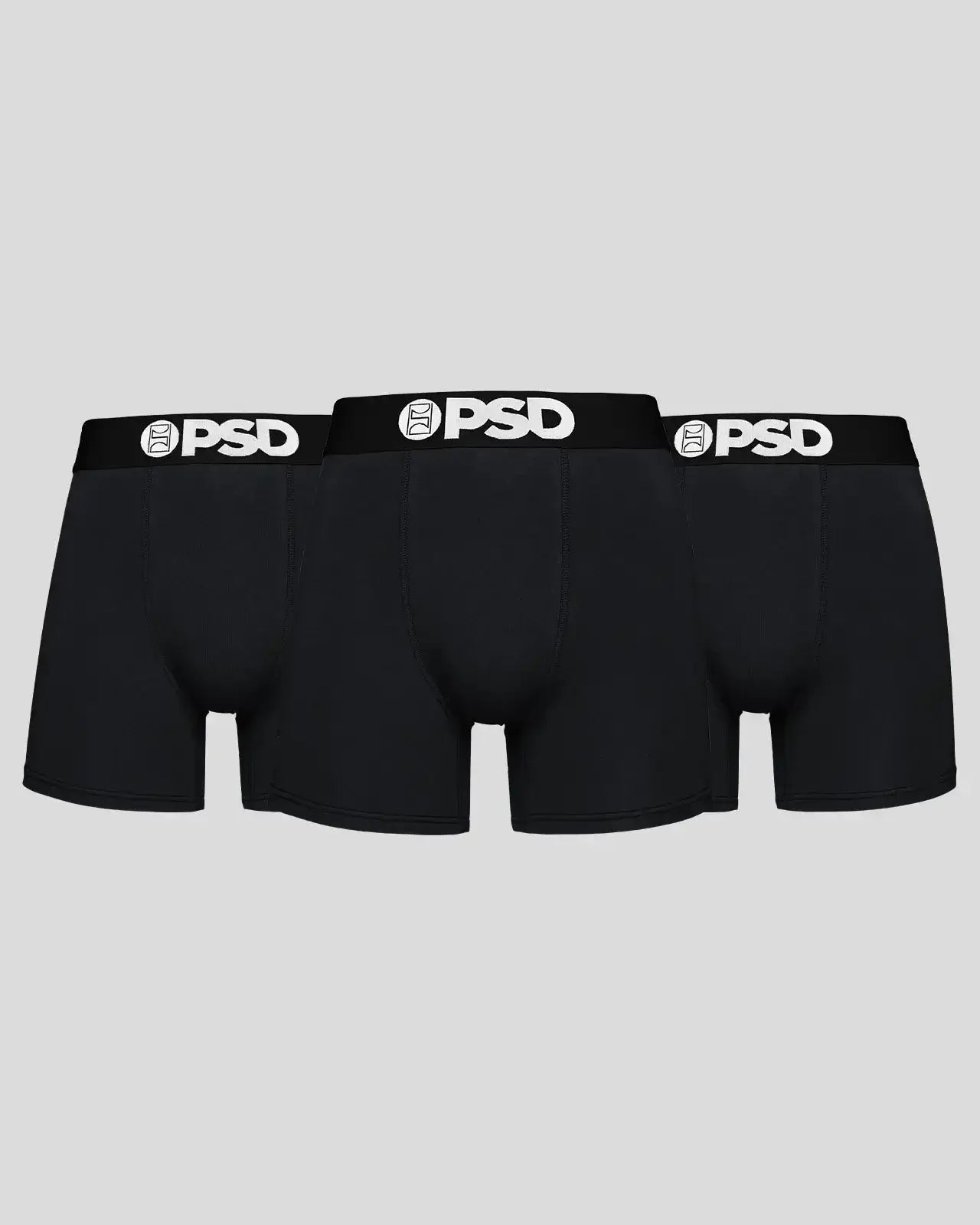 PSD Men's 3 Pack Cotton Stretch Boxer Briefs - Black 5"