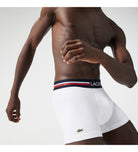 Lacoste 3 Pack Iconic Trunks With Tricolor Waistband - Navy Blue / White