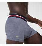 Lacoste 3 Pack Iconic Trunks With Tricolor Waistband - Navy Blue / White