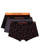 Emporio Armani 3 pack 100% Cotton Boxers - Grey/Black/Orange