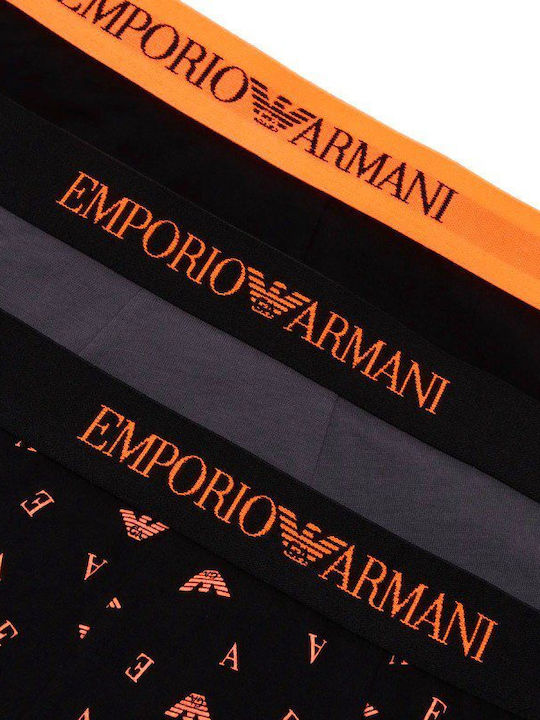 Emporio Armani 3 pack 100% Cotton Boxers - Grey/Black/Orange