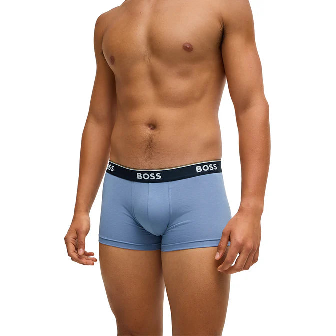 Boss 3 Pack of Stretch-Cotton Power Boxer Trunks - Blue/Navy/Red