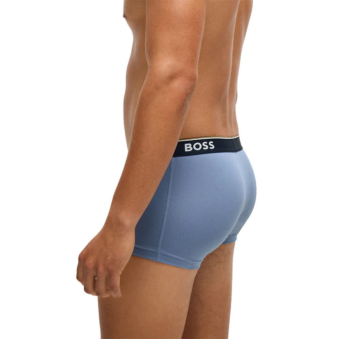 Boss 3 Pack of Stretch-Cotton Power Boxer Trunks - Blue/Navy/Red