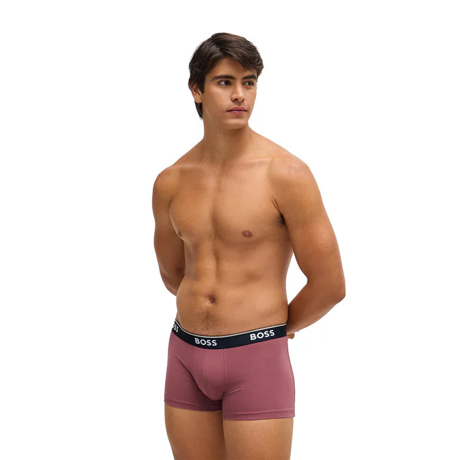 Boss 3 Pack of Stretch-Cotton Power Boxer Trunks - Blue/Navy/Red