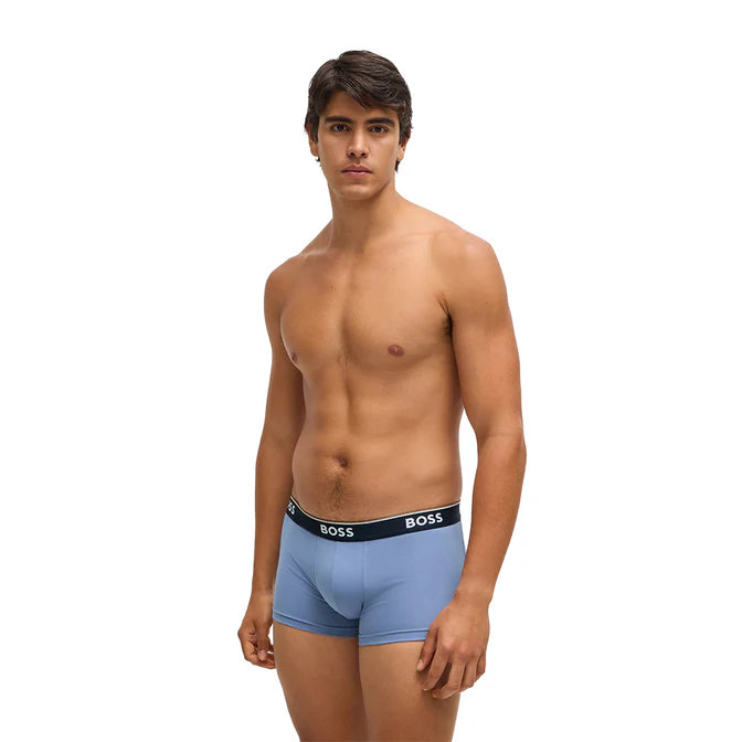 Boss 3 Pack of Stretch-Cotton Power Boxer Trunks - Blue/Navy/Red