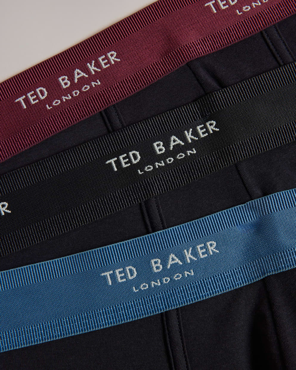 Ted Baker 3 Pack Cotton Stretch Trunks - Black (Radicchio/Black/ Real Teal)