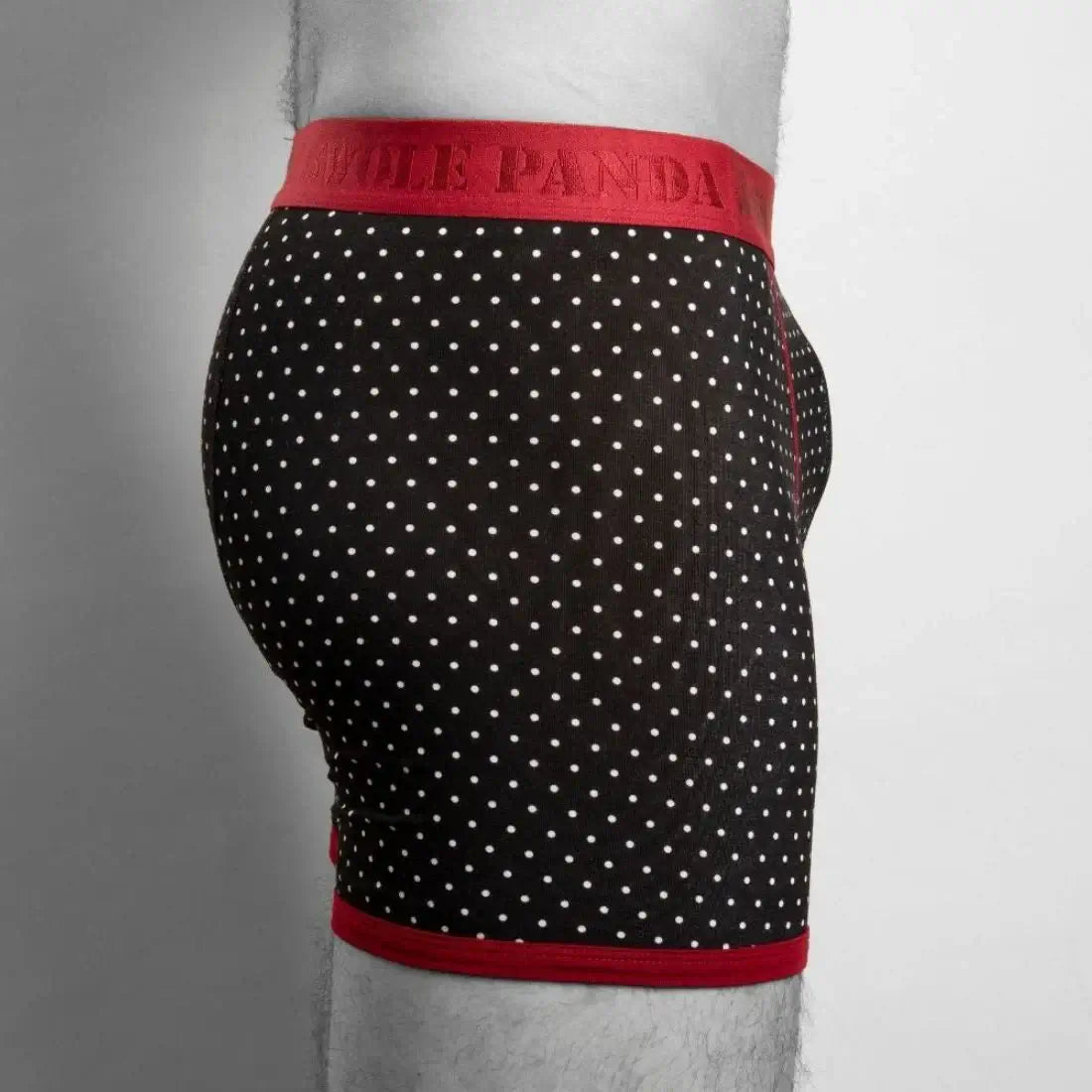 Swole Panda Bamboo 1 Pack Boxers - White Dots / Burgundy Band