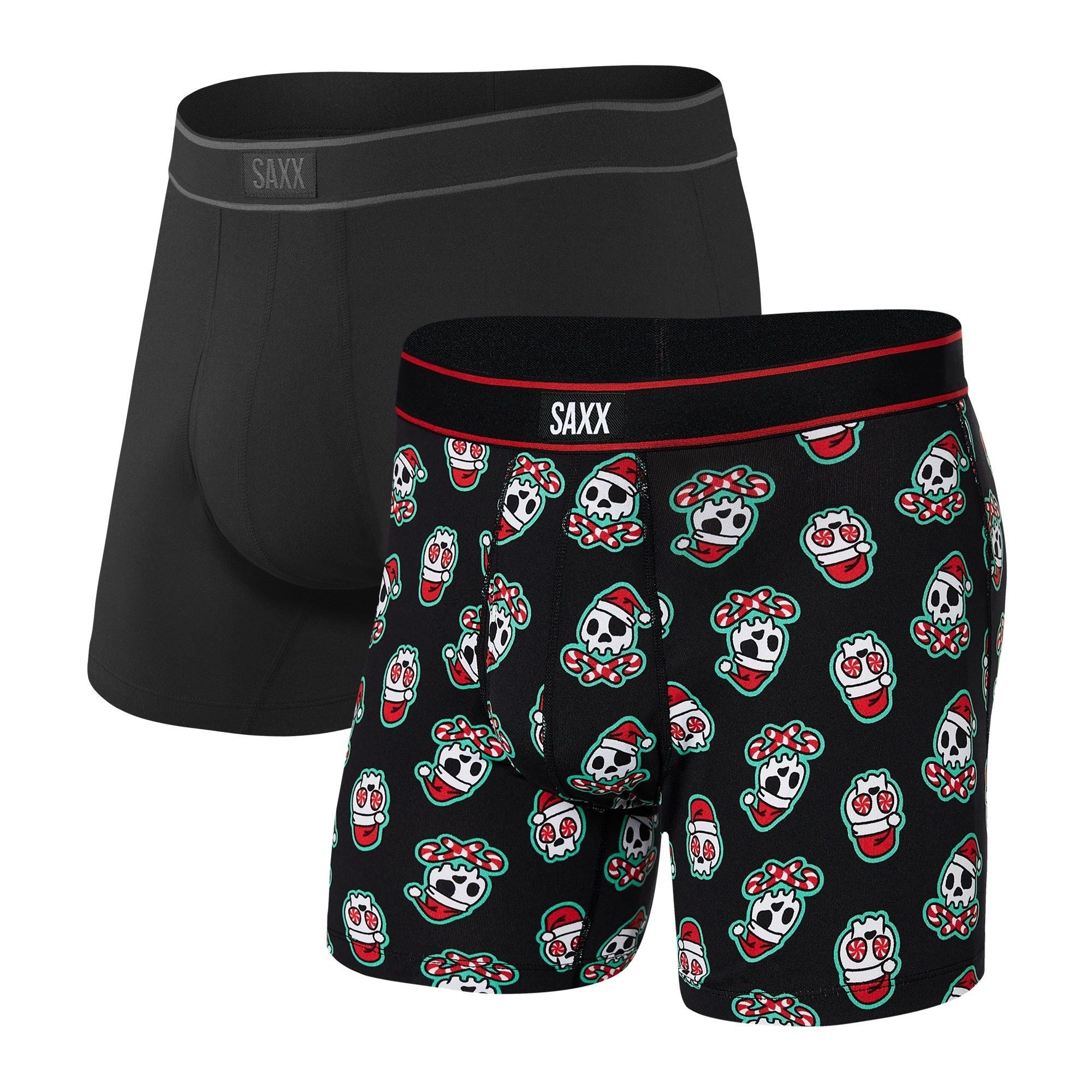 Saxx Underwear Daytripper 2 Pack Boxer Briefs - Jingle Bones / Black