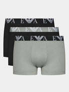 Emporio Armani 3 Pack Trunks Bold Monogram logo waistband - Black/Stone/Black