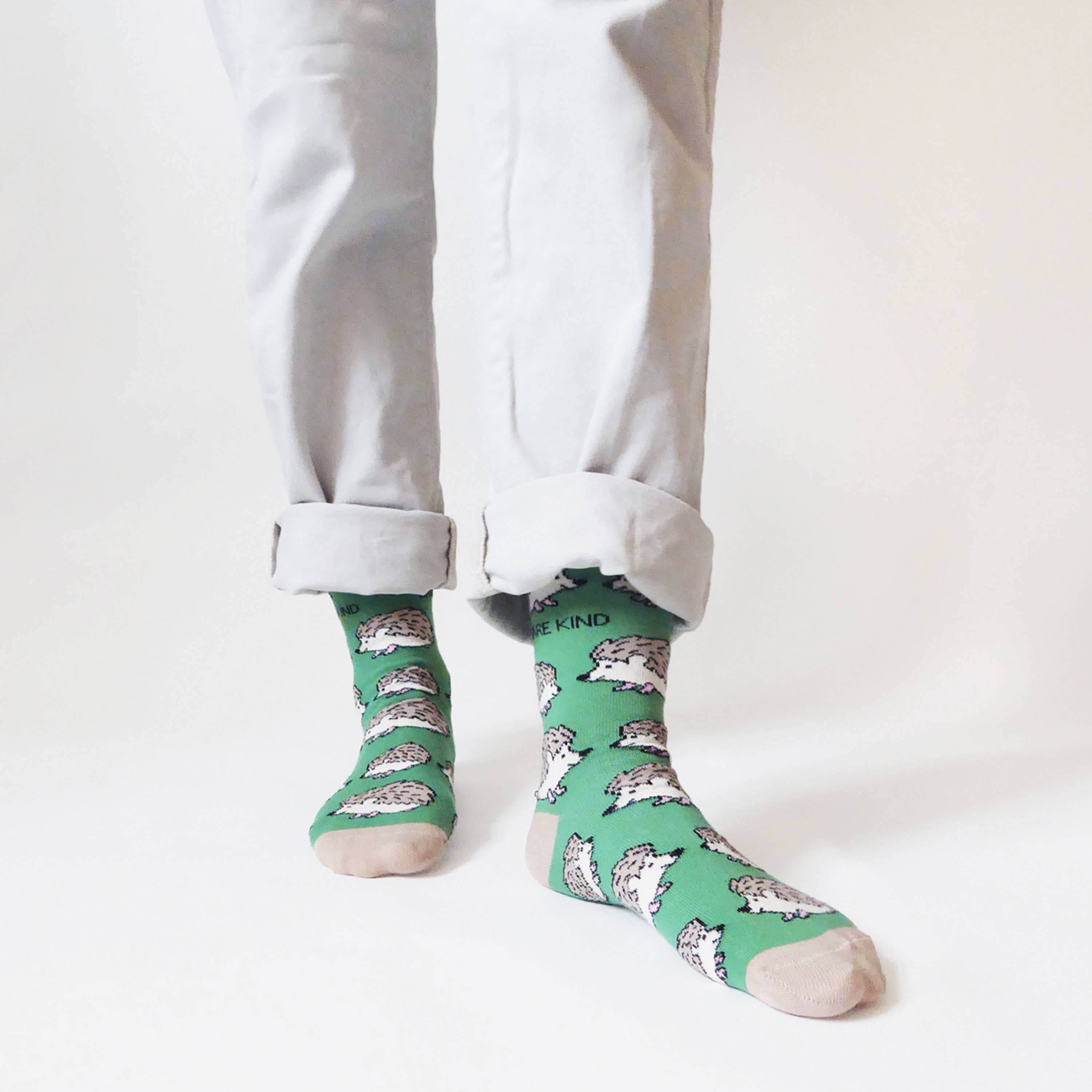 Bare Kind Socks - Save The Hedgehog Bamboo Green Socks