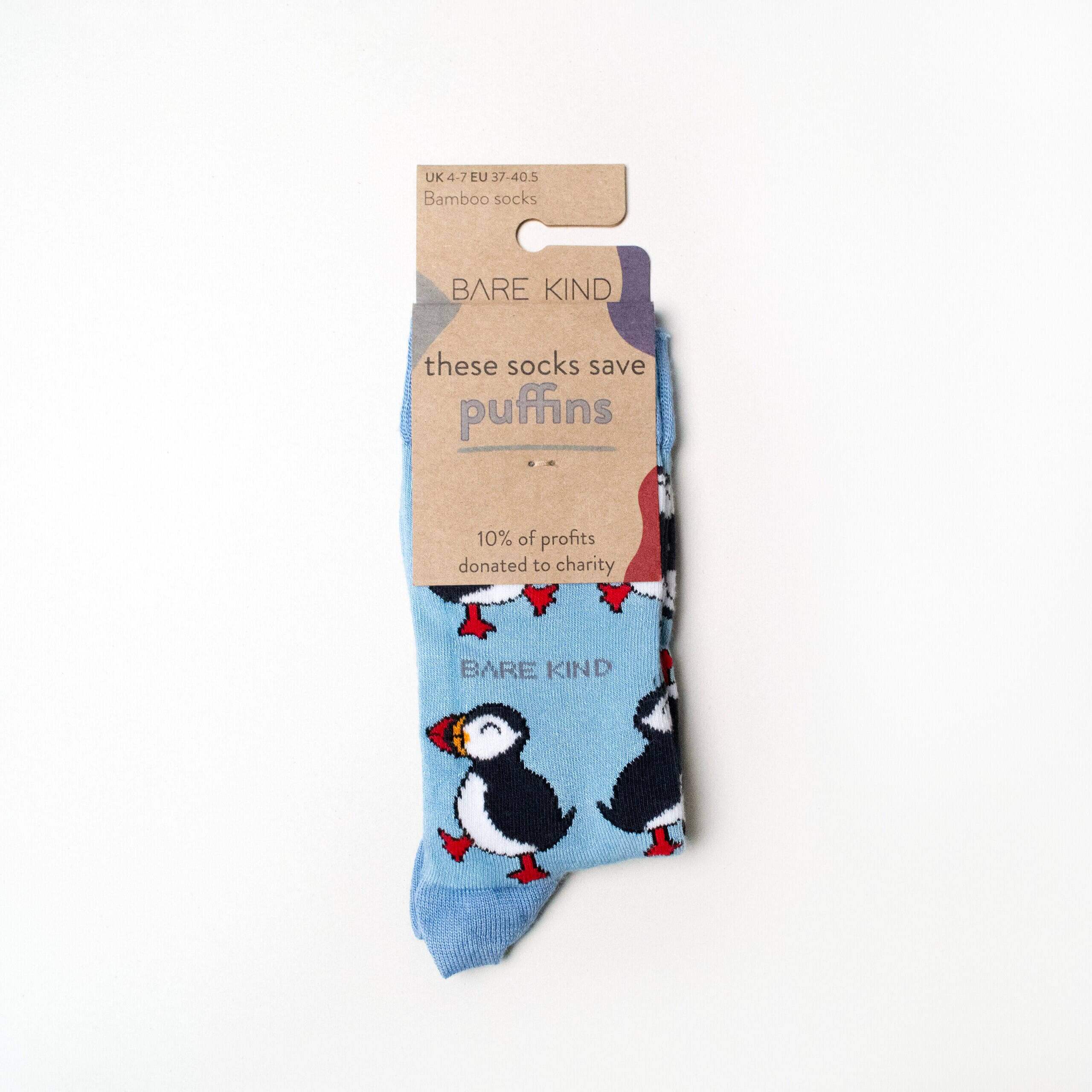 Bare Kind - Save the Puffins Bamboo Socks - Light Blue