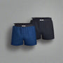 Boss 2 Pack Woven Boxers / Pyjama Shorts in Cotton Poplin - Checks  blue