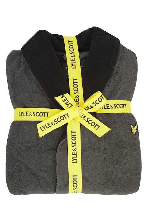 Lyle & Scott Adrian Contrast Collar And Belt Bath Robe - Grey