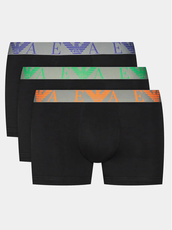 Emporio Armani 3 Pack Trunks Bold Monogram logo waistband - Black Multi