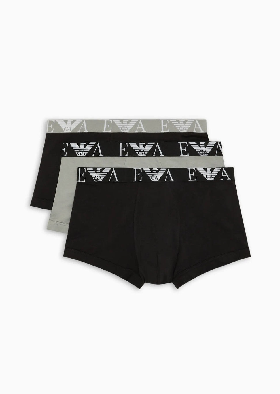 Emporio Armani 3 Pack Trunks Bold Monogram logo waistband - Black/Stone/Black