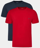 Emporio Armani 2 Pack Lounge Stretch-Cotton Crew T-Shirts - Red/Marine