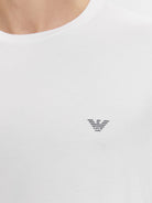 Emporio Armani 2 Pack Stretch-Cotton Lounge Crew T-Shirts - White/Grey Melange