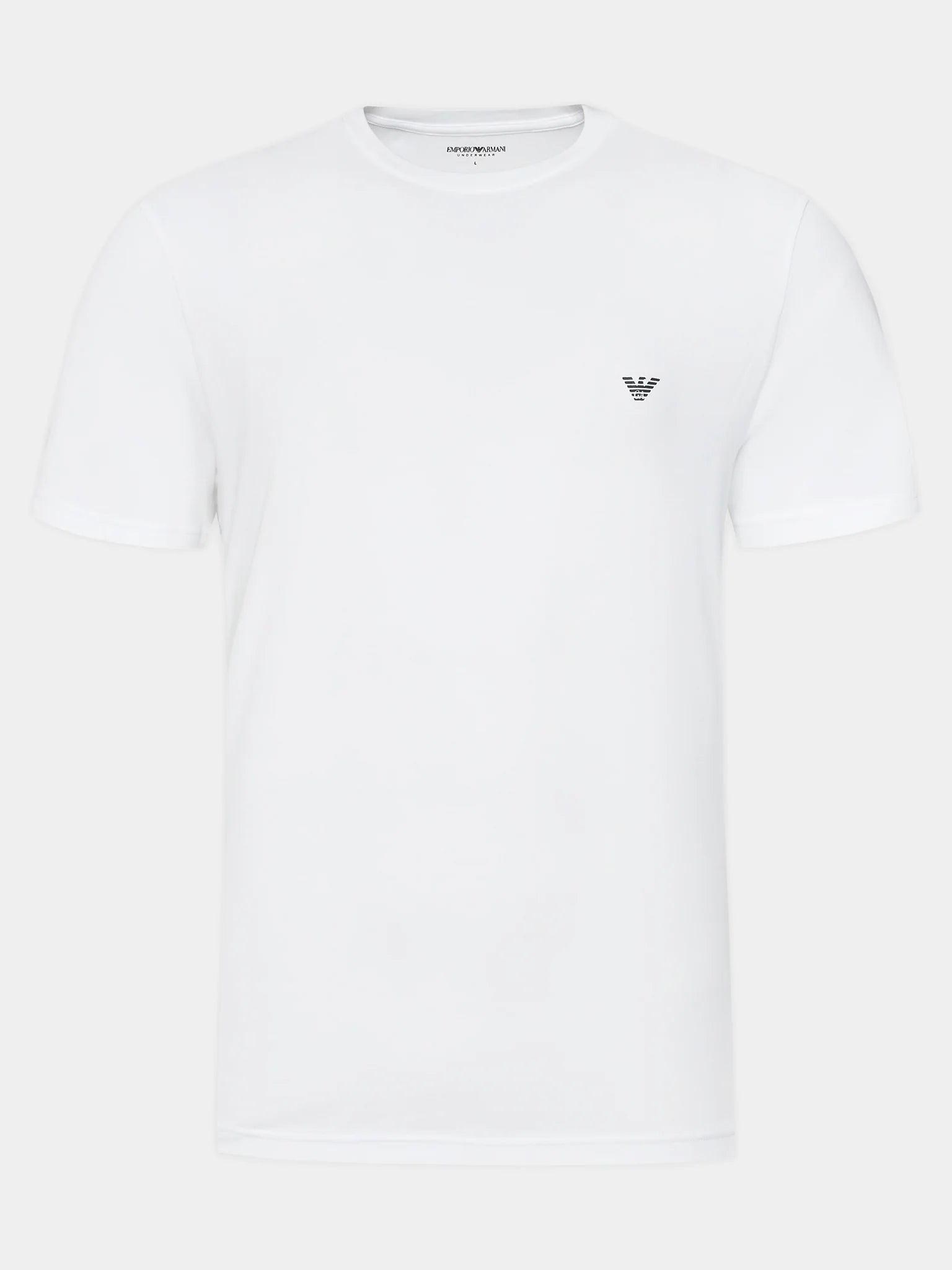 Emporio Armani 2 Pack Stretch-Cotton Lounge Crew T-Shirts - White/Grey Melange