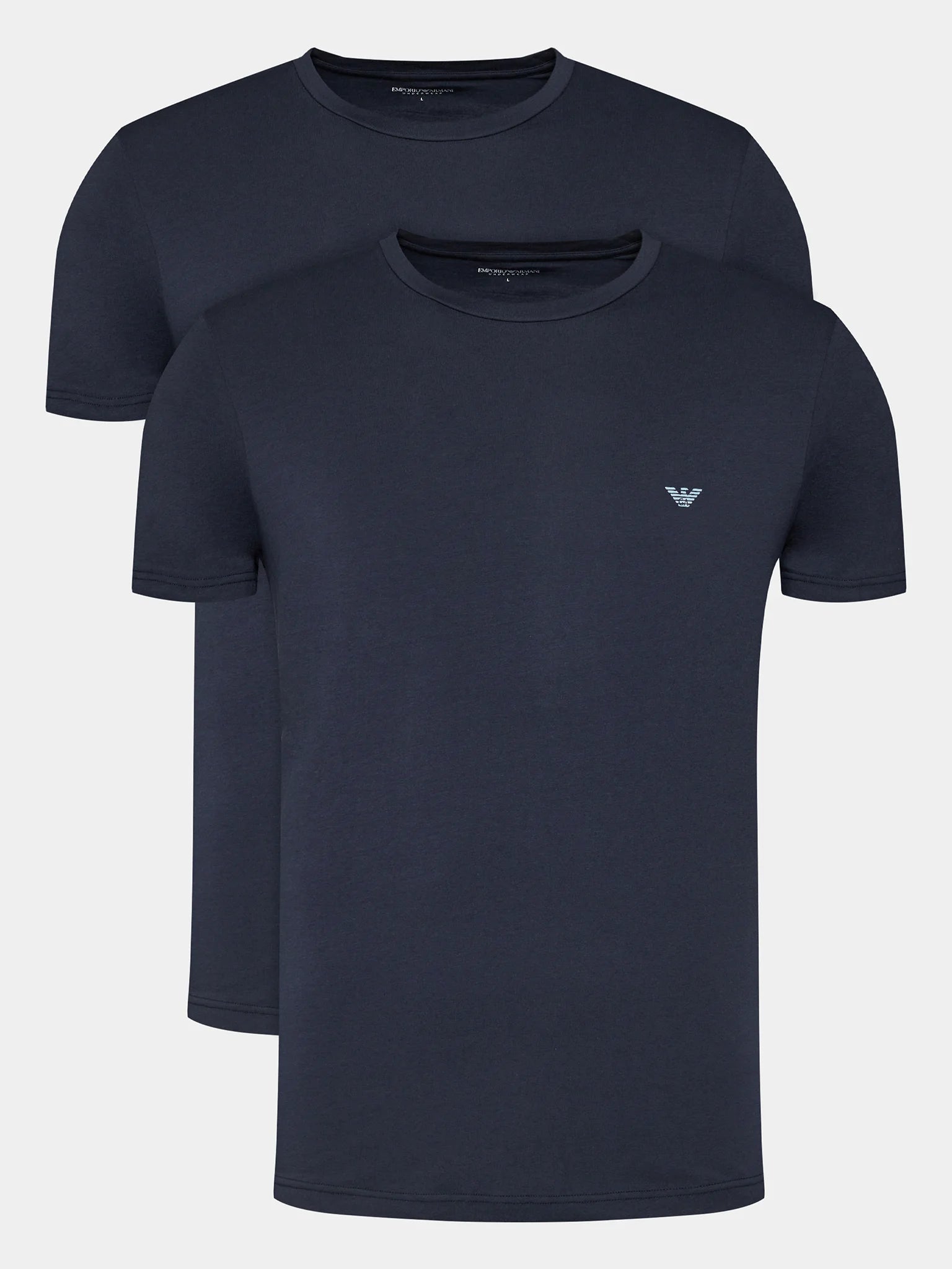 Emporio Armani 2 Pack Lounge Crew 100% Cotton T-Shirts - Navy Blue