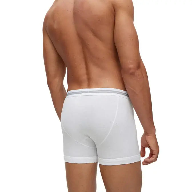 Boss Ribbed-Cotton Original Button-Fly Boxer Trunk - White