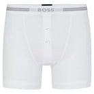 Boss Ribbed-Cotton Original Button-Fly Boxer Trunk - White