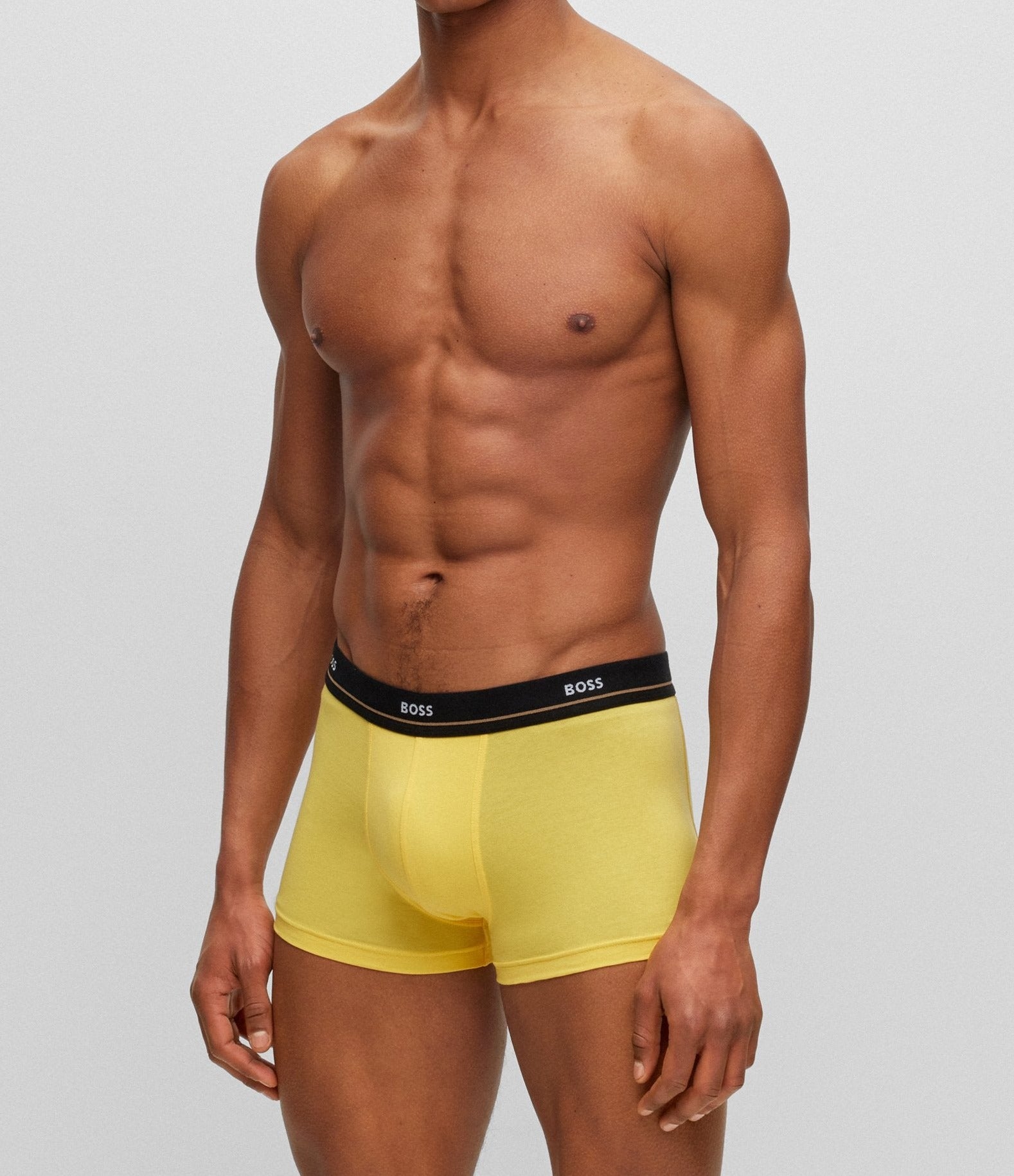 Boss 5 Pack Cotton Stretch Trunks with Logo Waistbands - Yellow