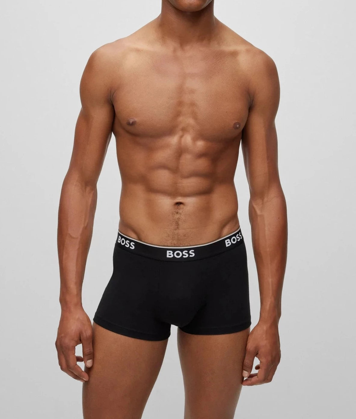 Boss 3 Pack of Stretch-Cotton Trunks - Black with Coloured waistbands