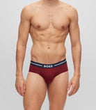 BOSS Men's 3 Pack Stretch Cotton Bold Briefs - Burgundy/Black/Navy