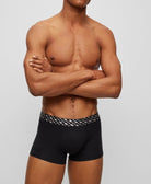 BOSS 2 Pack Metallic Waistbands Cotton Stretch Trunks - (Black) Gift Boxed