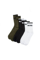 BOSS Signature Stripe Cotton Crew Socks Black/White/Olive (6 Pack)