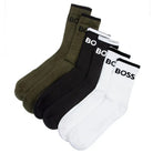 BOSS Signature Stripe Cotton Crew Socks Black/White/Olive (6 Pack)