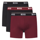 Boss 3 Pack of Stretch Cotton Power Boxer Briefs - Black/Red