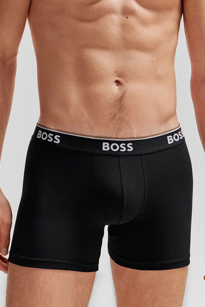 Boss 3 Pack of Stretch Cotton Power Boxer Briefs - Black/Red