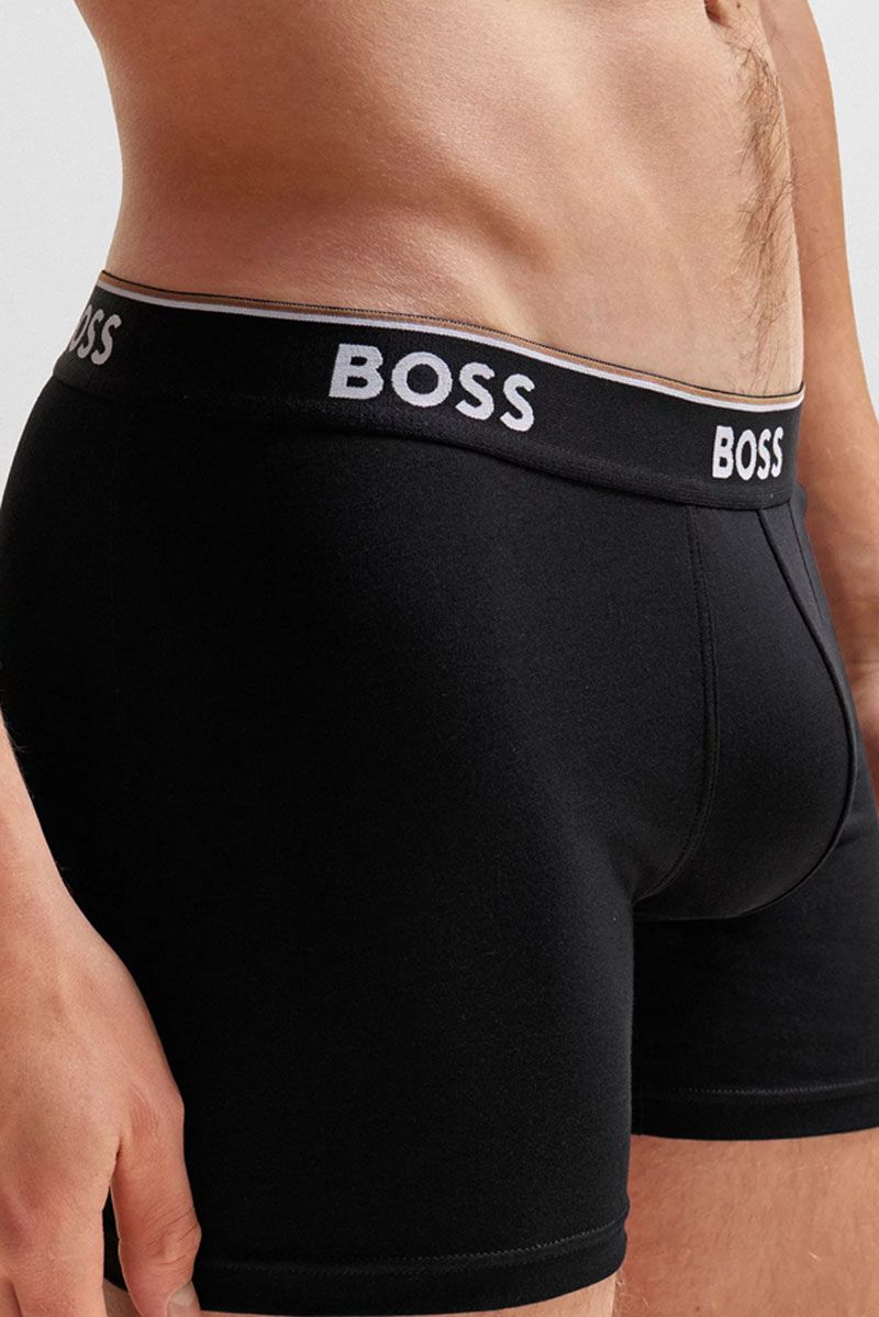 Boss 3 Pack of Stretch Cotton Power Boxer Briefs - Black/Red