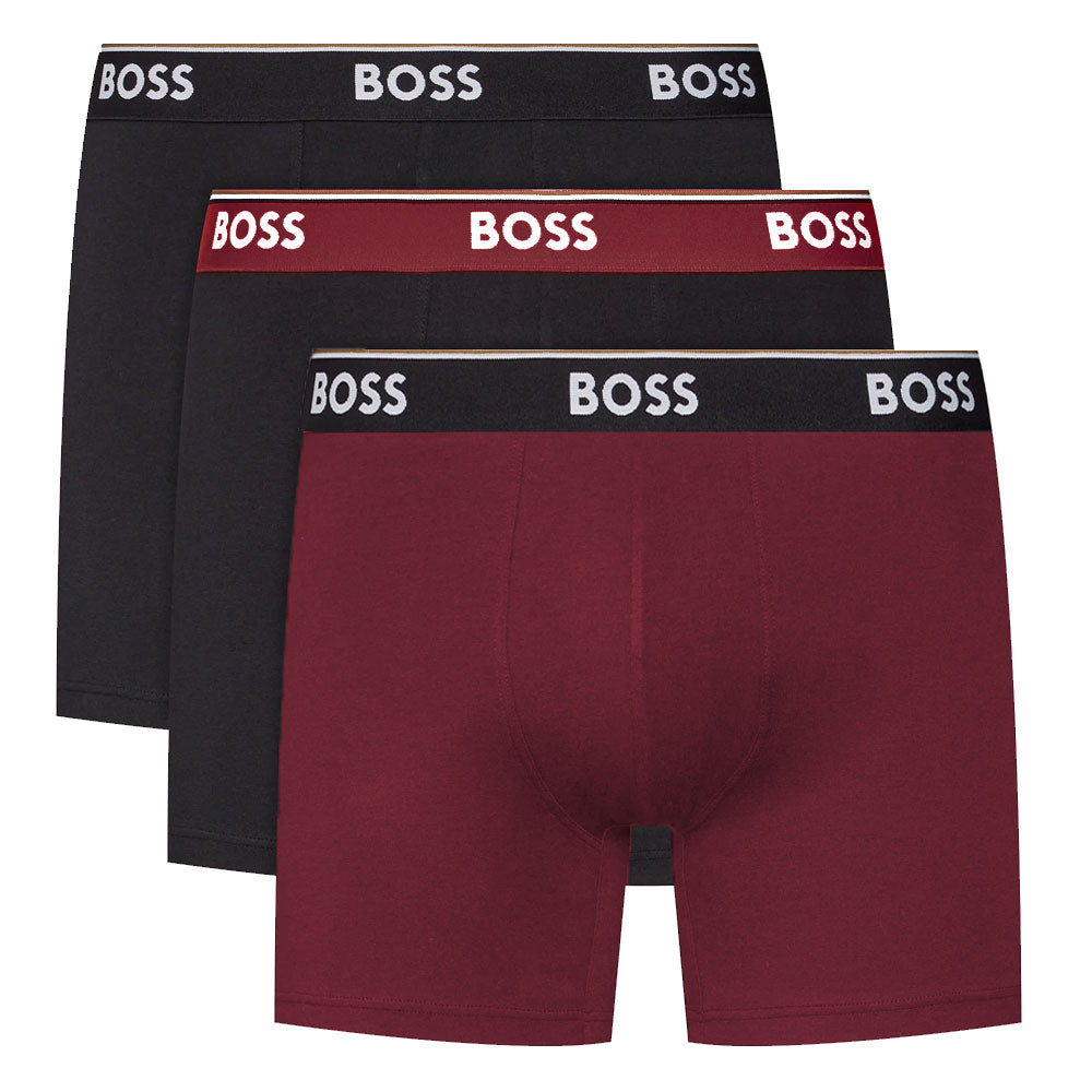 Boss 3 Pack of Stretch Cotton Power Boxer Briefs - Black/Red – Trunks ...