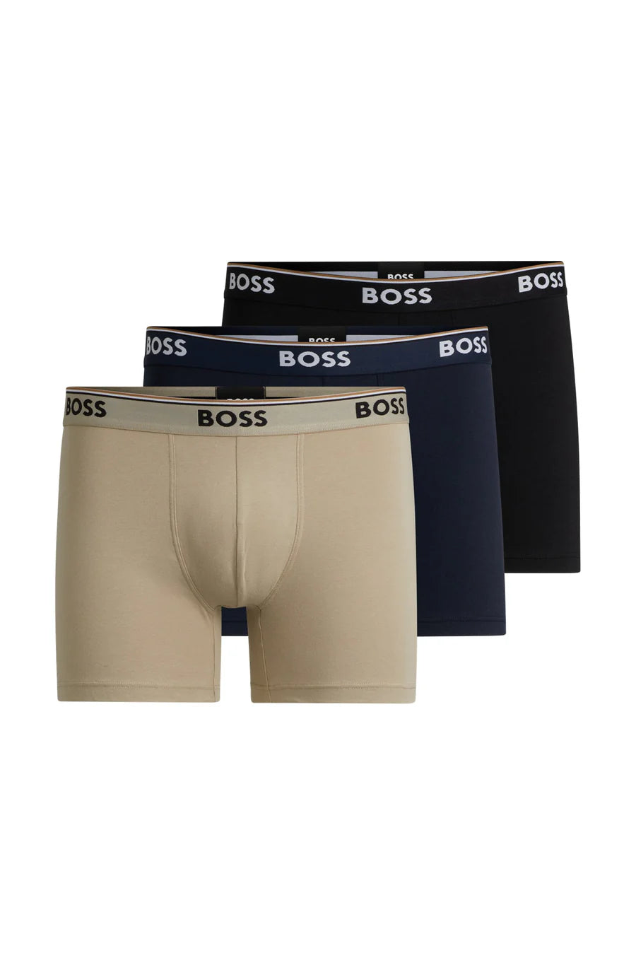 Boss 3 Pack of Stretch Cotton Boxer Briefs - Black/Blue/Khaki