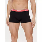 Boss 3 Pack of Stretch-Cotton Trunks - Black with Pink/White/Lt Blue Waistbands