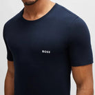 Boss 3 Pack Regular Fit Cotton T-Shirts Logo Embroidered - Blues