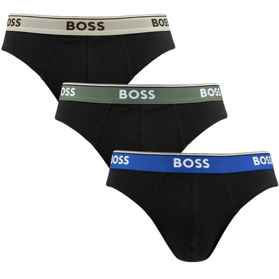 BOSS Men's 3 Pack Stretch Cotton Briefs - Black / Multi