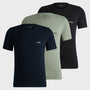 Boss 3 Pack Cotton Underwear T-Shirts With Logo Embroidered - Black / Green / Blue