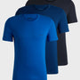 Boss 3 Pack Cotton Underwear T-Shirts With Logo Embroidered - Black / Blue